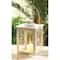 8" Large White Square Candle Lantern with Leaves
